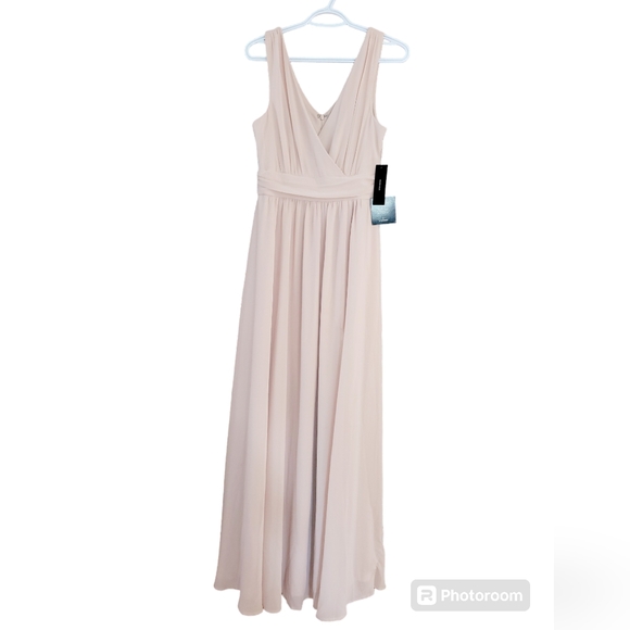 SM NWT Lulu's Thoughts of Hue Blush Surplice Deep V Maxi Dress - Picture 4 of 12